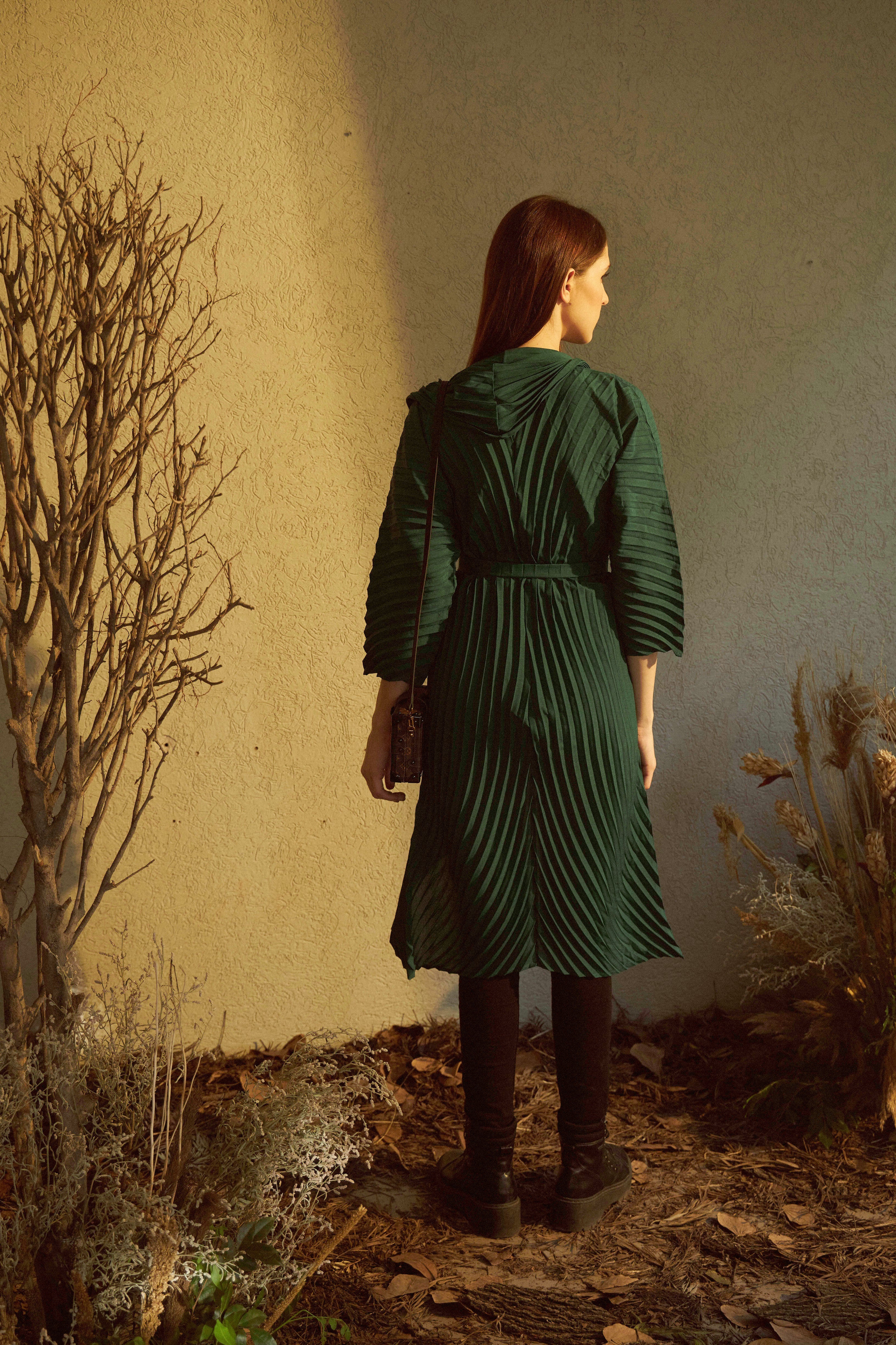 Alisha Accordian Pleated Overlay - Green