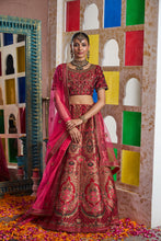 Load image into Gallery viewer, Banarasi Begum Ghaghra With Embroidered Blouse And Chunni - Royal Red