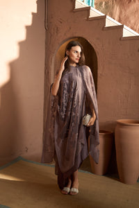 Slip Easy Dress With Organza Cape - Purple