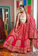 Load image into Gallery viewer, Banarasi Begum Ghaghra And Chunni - Royal Red