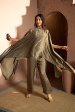 Load image into Gallery viewer, Divine Sequins Embroidered Cape Co-ordinated with Pants - Olive