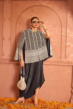 Load image into Gallery viewer, Threadwork Embroidered Cape Jacket with Slip Easy Dress - Black