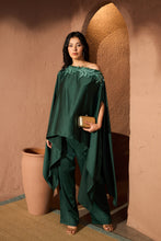 Load image into Gallery viewer, Divine Sequins Embroidered Cape Co-ordinated with Pants - Emerald Green