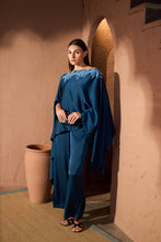 Load image into Gallery viewer, Divine Sequins Embroidered Cape Co-ordinated with Pants - Navy Blue