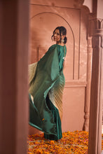 Load image into Gallery viewer, Idylic Adorned Gown Saree With Umbrous Palla  - Green