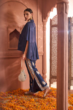 Load image into Gallery viewer, Reyna Gara Glazed Kaia Kaftan Top with Slit Pants - Blue