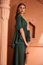 Load image into Gallery viewer, Kiri Patch Work Kaftan Top With Flared Pant - Emerald Green