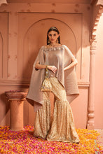 Load image into Gallery viewer, Divine Embroidered Cape With Lace Dori Sharara - Nude