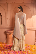 Load image into Gallery viewer, Divine Embroidered Cape With Lace Dori Sharara - Nude