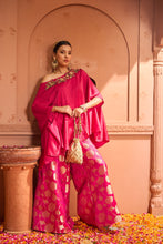 Load image into Gallery viewer, Kiri Embroidered Kaftan With Colorful Banarasi Lotus Flared Pant - Fuschia