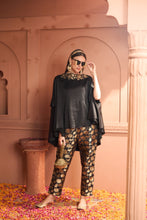 Load image into Gallery viewer, Kiri Embroidered Kaftan With Banarasi Lotus Pant - Black