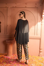 Load image into Gallery viewer, Kiri Embroidered Kaftan With Banarasi Lotus Pant - Black