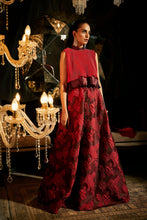 Load image into Gallery viewer, Zoe Cocktail Skirt with Double Layered Plisse Blouse - Ruby Red