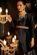 Load image into Gallery viewer, Nora Asymmetrical Top with Brocade Ghagra and Velvet Zardozi Belt - Midnight Blue