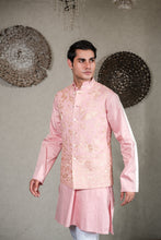 Load image into Gallery viewer, PINK KURTA SET WITH PINK GARA GLAZED JACKET