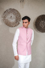 Load image into Gallery viewer, WHITE KURTA WITH  PINK NEHRU JACKET