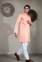 Load image into Gallery viewer, ORANGE KURTA SET WITH PLEATED STRIPE