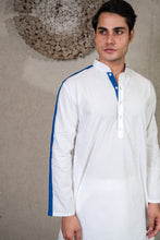 Load image into Gallery viewer, WHITE KURTA WITH PLEATED STRIPE