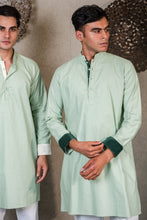 Load image into Gallery viewer, GREEN KURTA WITH PLEATED STRIPE - GREEN