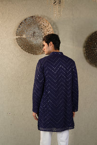 MIRROR EMBROIDERY KURTA - BLUE