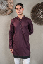 Load image into Gallery viewer, WINE KURTA WITH PLEATED STRIPE