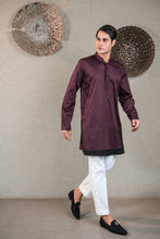 Load image into Gallery viewer, WINE KURTA WITH PLEATED STRIPE