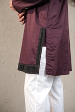 Load image into Gallery viewer, WINE KURTA WITH PLEATED STRIPE