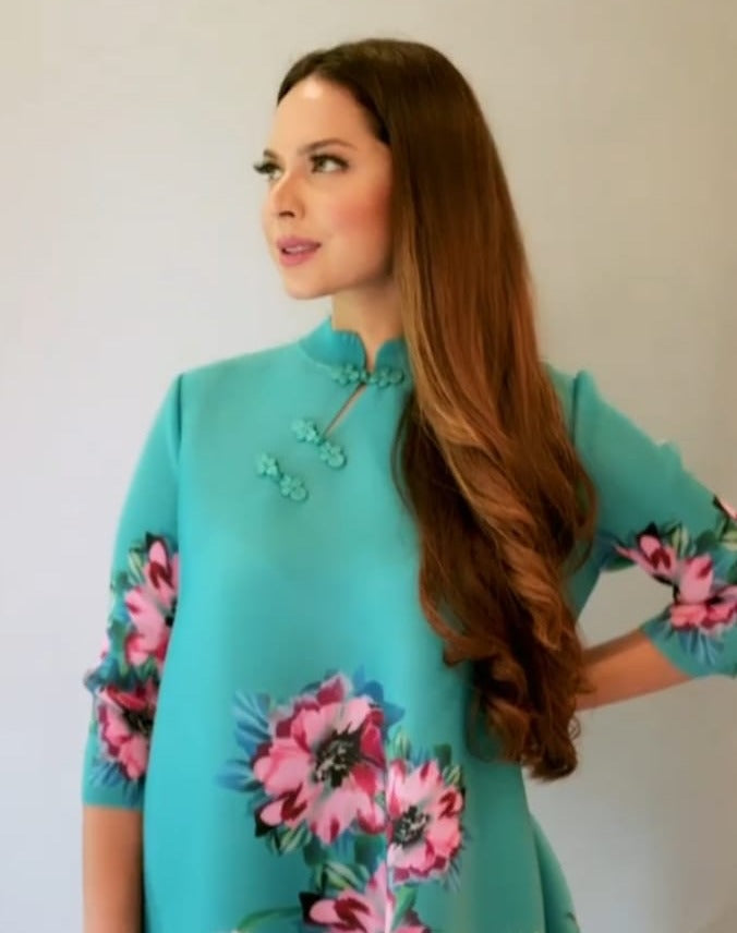 Chandni Girdhar in our Musky Flowerit Co-ord Set - Aqua