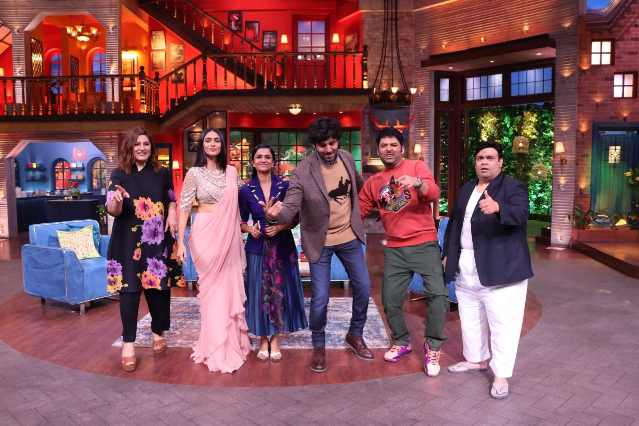 Archana Puran Singh in our Musky Multicoloured Tunic Set - Black