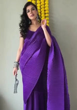 Load image into Gallery viewer, Classy Pleated Gown Saree - Purple