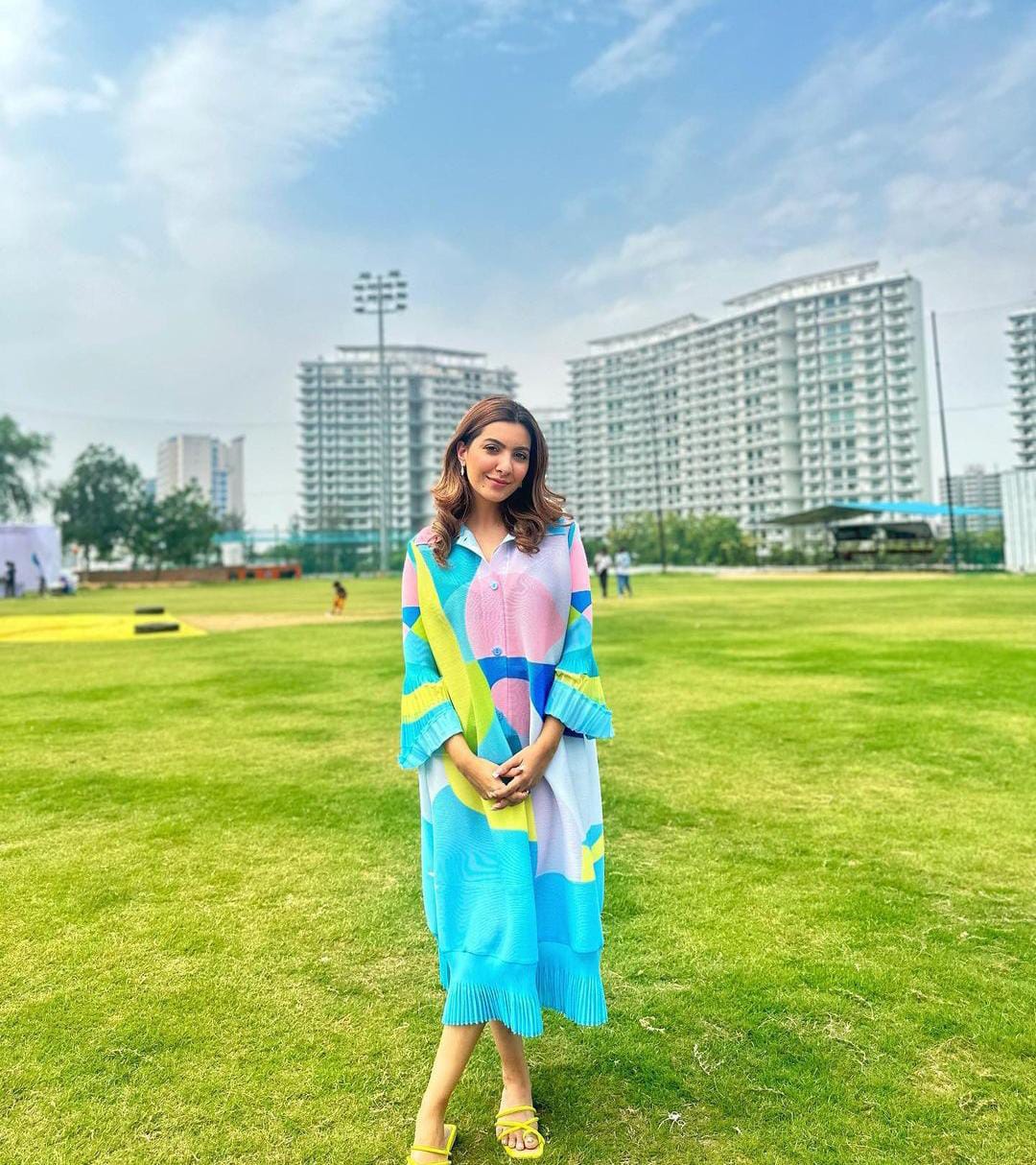 Nikki Mehra in our Camilla Dress - Blue