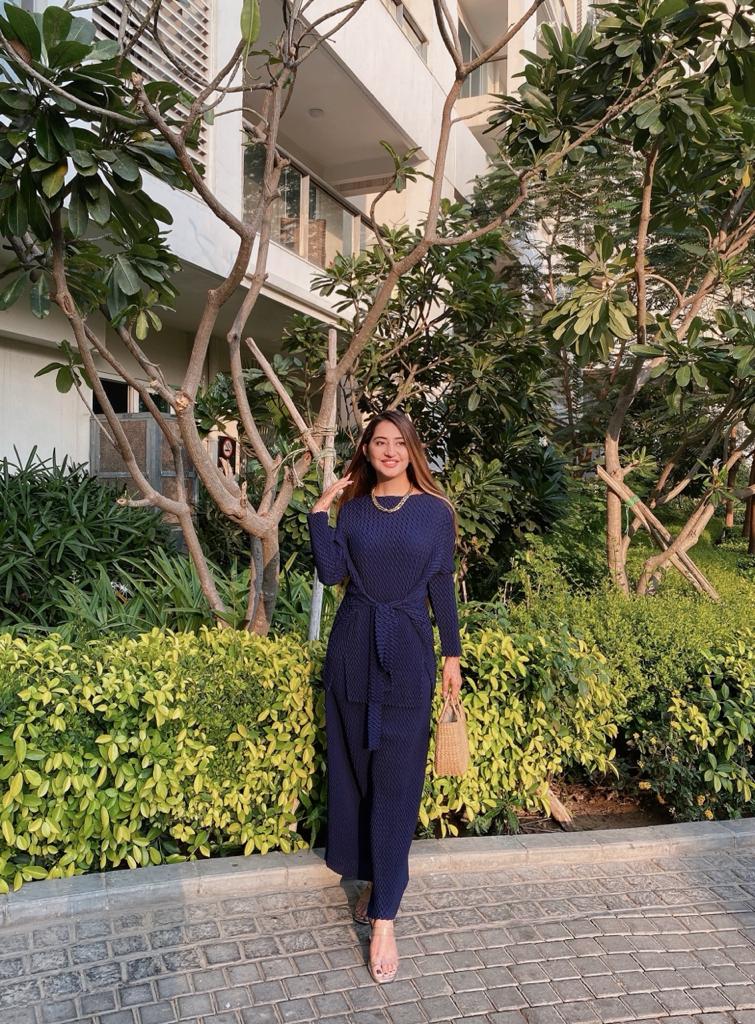 Tripti Bisht in our Smocked Co-ord Set - Blue