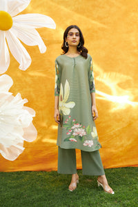 Fayola Floral Potli Tunic Set - Olive