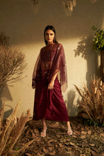 Load image into Gallery viewer, Sarah Sequins Peplum Tunic with Organza Dhoti Skirt- Mulberry