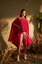 Load image into Gallery viewer, Divine Embroidered Cape with Brocade Pants - Magenta