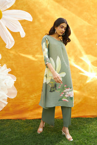 Fayola Floral Potli Tunic Set - Olive