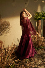 Load image into Gallery viewer, Enchanted Pleated Ghagra with Shimmer Sequence Cape - Maroon