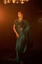 Load image into Gallery viewer, Buy Latest Designer Pleated Gown Saree &amp; Belt in Teal Color at India&#39;s largest Fashion Brand for Women Online. Explore Collection of Sarees at Tasuvure