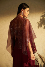 Load image into Gallery viewer, Sarah Sequins Peplum Tunic with Organza Dhoti Skirt- Mulberry