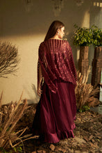 Load image into Gallery viewer, Enchanted Pleated Ghagra with Shimmer Sequence Cape - Maroon