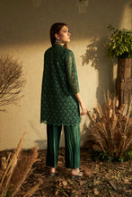 Load image into Gallery viewer, Fragrant Floral Peplum Sequins Tunic with Pleated Pants- Emerald Green