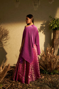 Nora Cape with Brocade Ghagra - Magenta