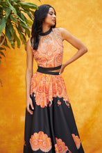 Load image into Gallery viewer, Digital Printed Ghagra with Embellished Blouse - Orange Black