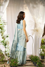 Load image into Gallery viewer, Magnificent Metallic Gown Saree - Metallic Blue