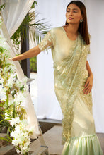 Load image into Gallery viewer, Magnificent Metallic Gown Saree with Sequins Palla - Mint Green