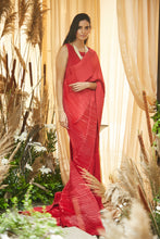 Load image into Gallery viewer, Classy Pleated Gown Saree - Chilli Red