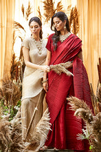 Load image into Gallery viewer, Classy Pleated Gown Saree - Carmine Maroon