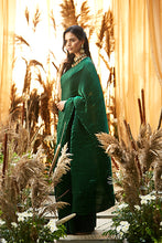Load image into Gallery viewer, Classy Pleated Gown Saree - Emerald Green