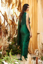 Load image into Gallery viewer, Classy Pleated Gown Saree - Emerald Green