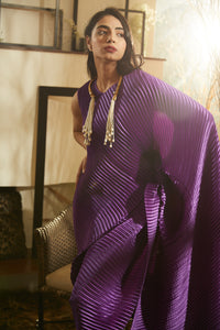 Classy Pleated Gown Saree - Purple